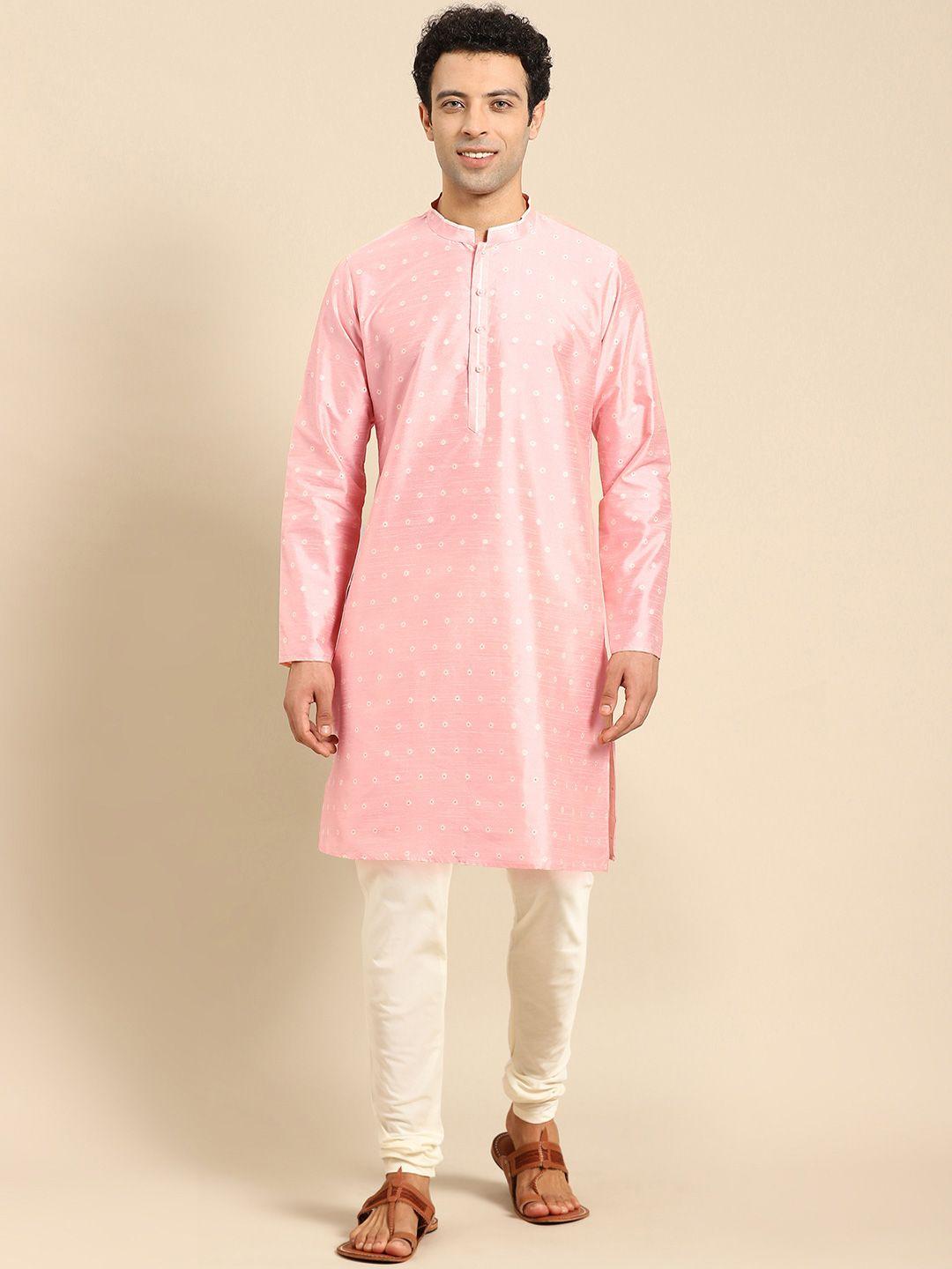 anouk ethnic woven design mandarin collar jacquard straight kurta