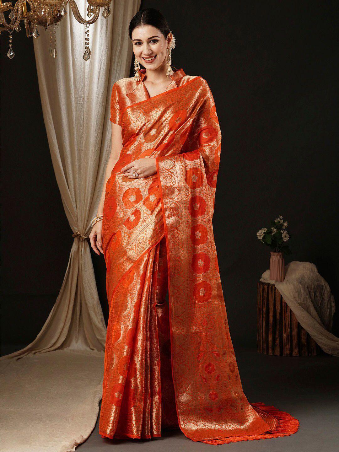 anouk ethnic woven design zari organza banarasi saree