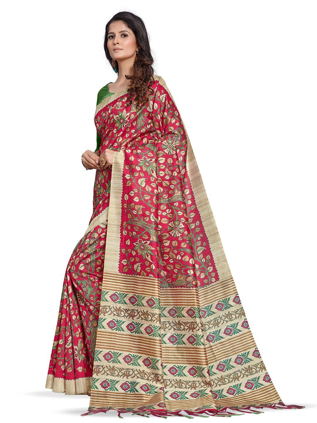 anouk floral block print saree