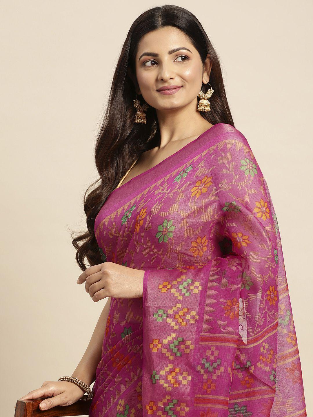 anouk floral chanderi saree