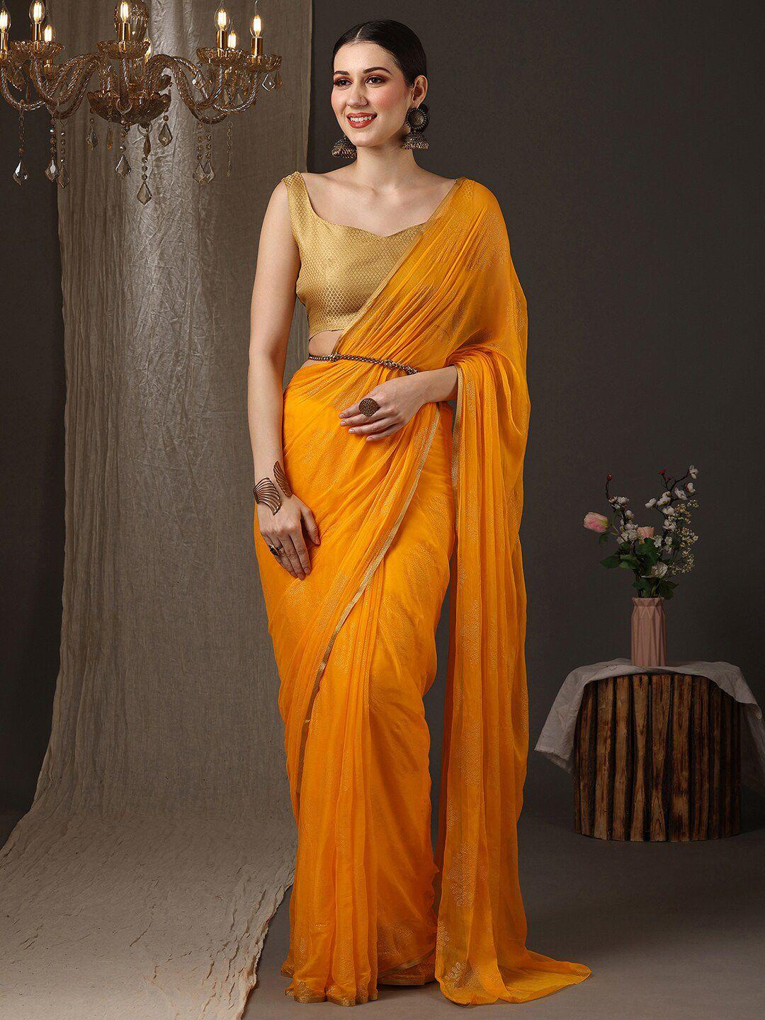 anouk floral embellished zari pure chiffon saree