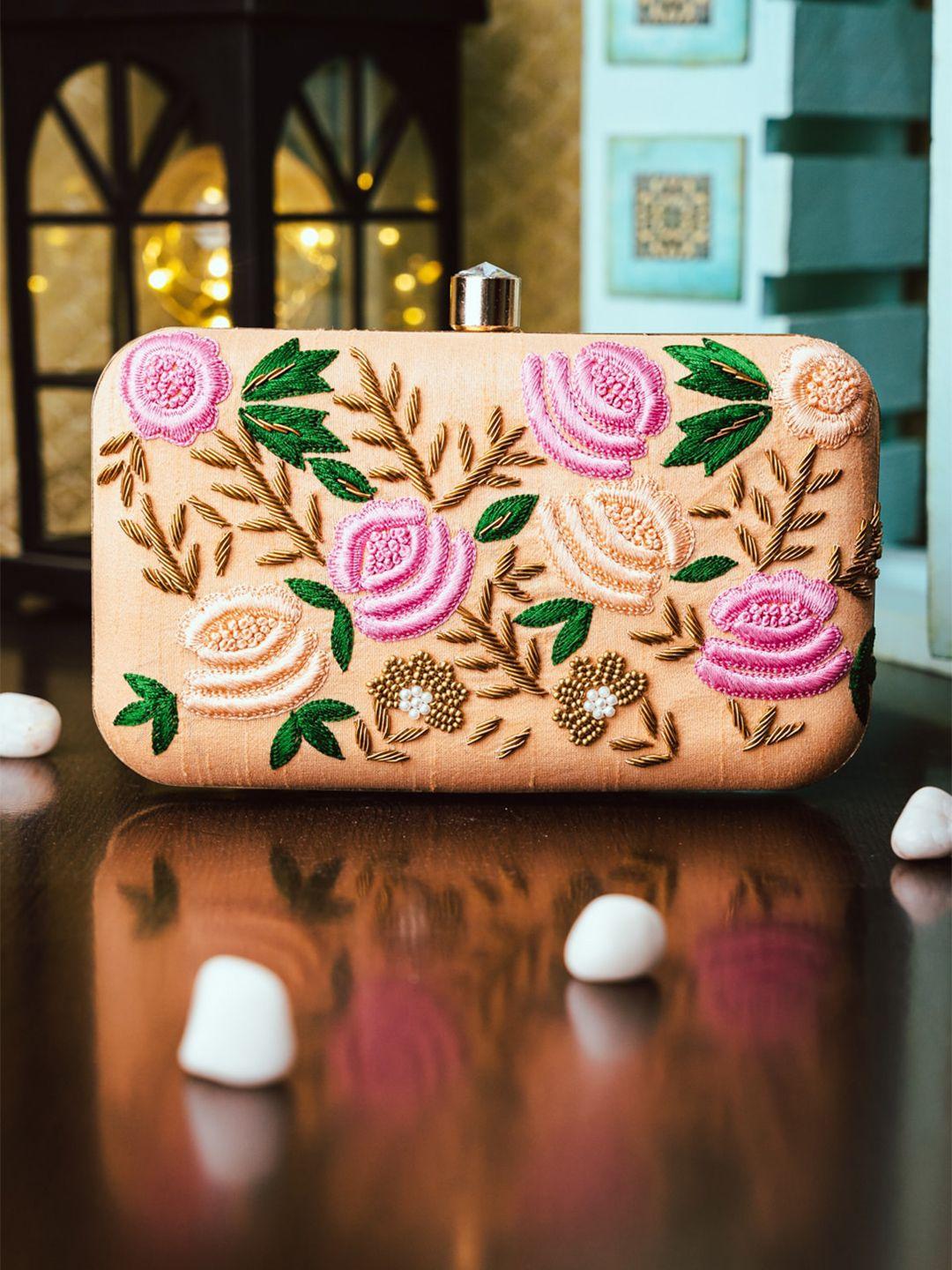 anouk floral embroidered box clutch