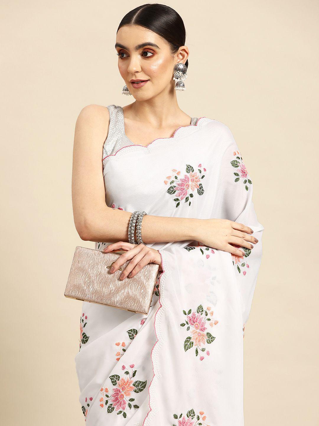 anouk floral embroidered saree