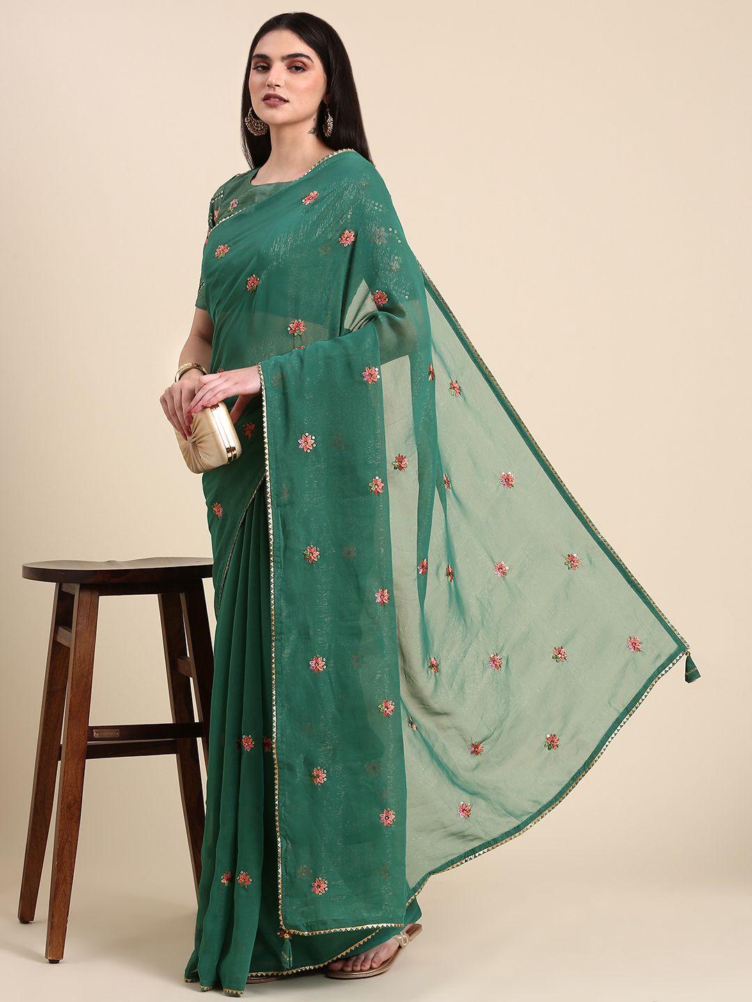 anouk floral gotta patti silk blend saree