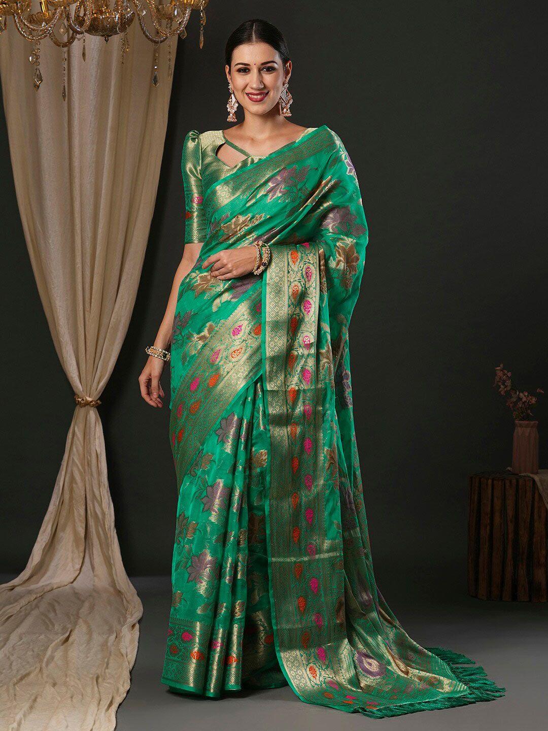 anouk floral organza designer banarasi saree