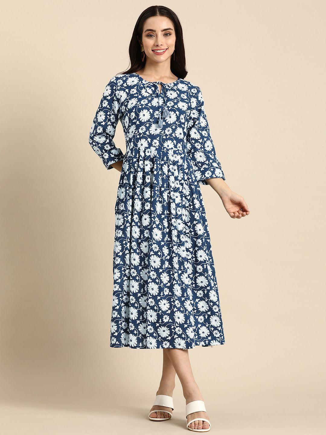 anouk floral print a-line dress