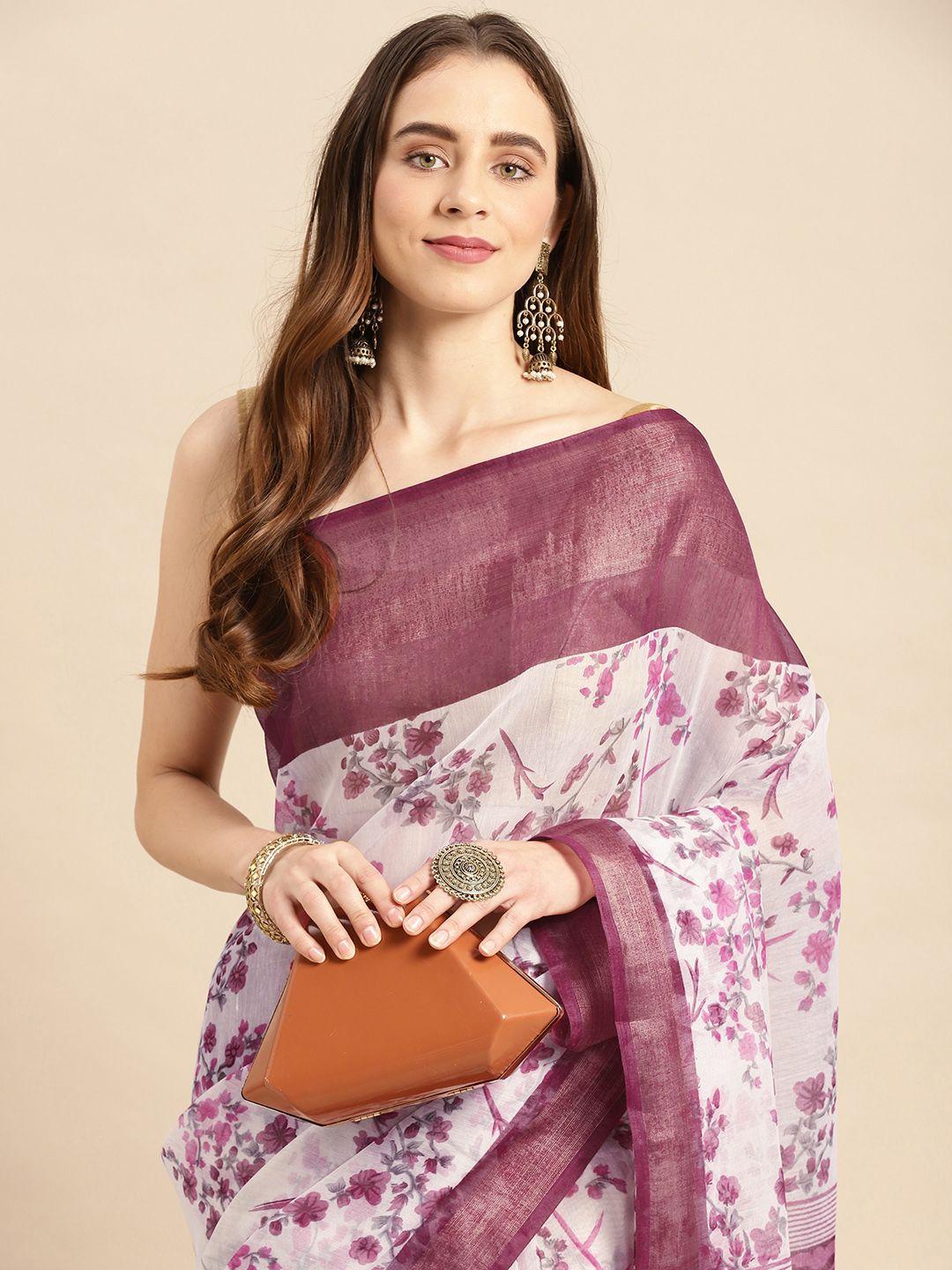 anouk floral print chanderi saree