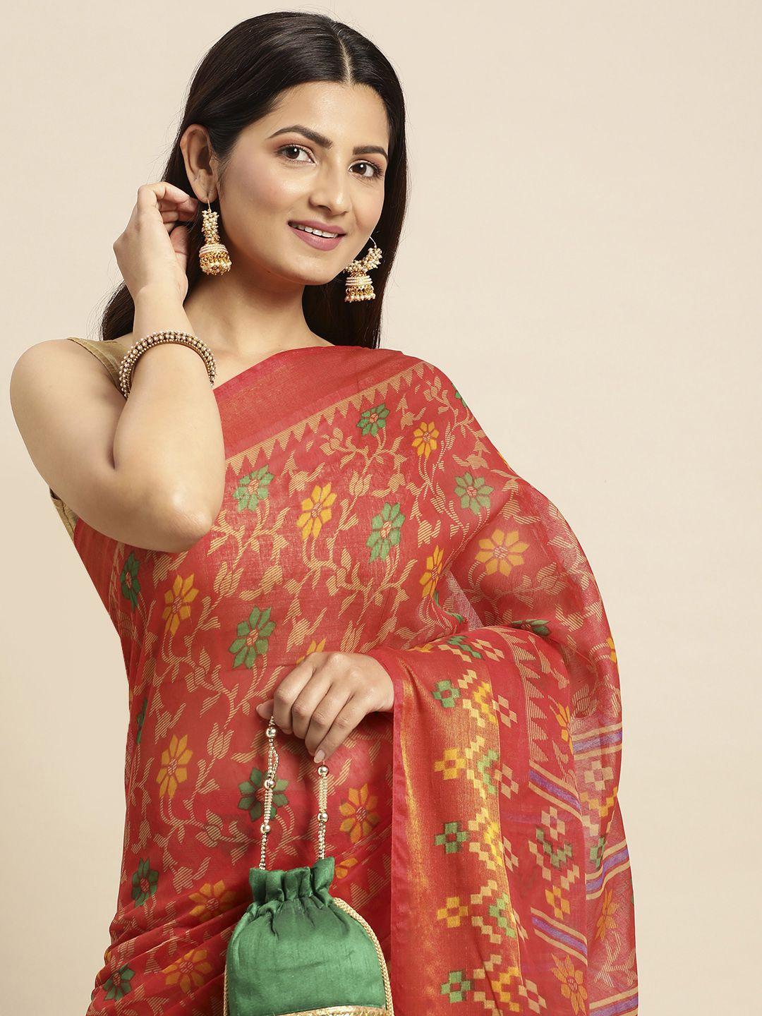 anouk floral print chanderi saree