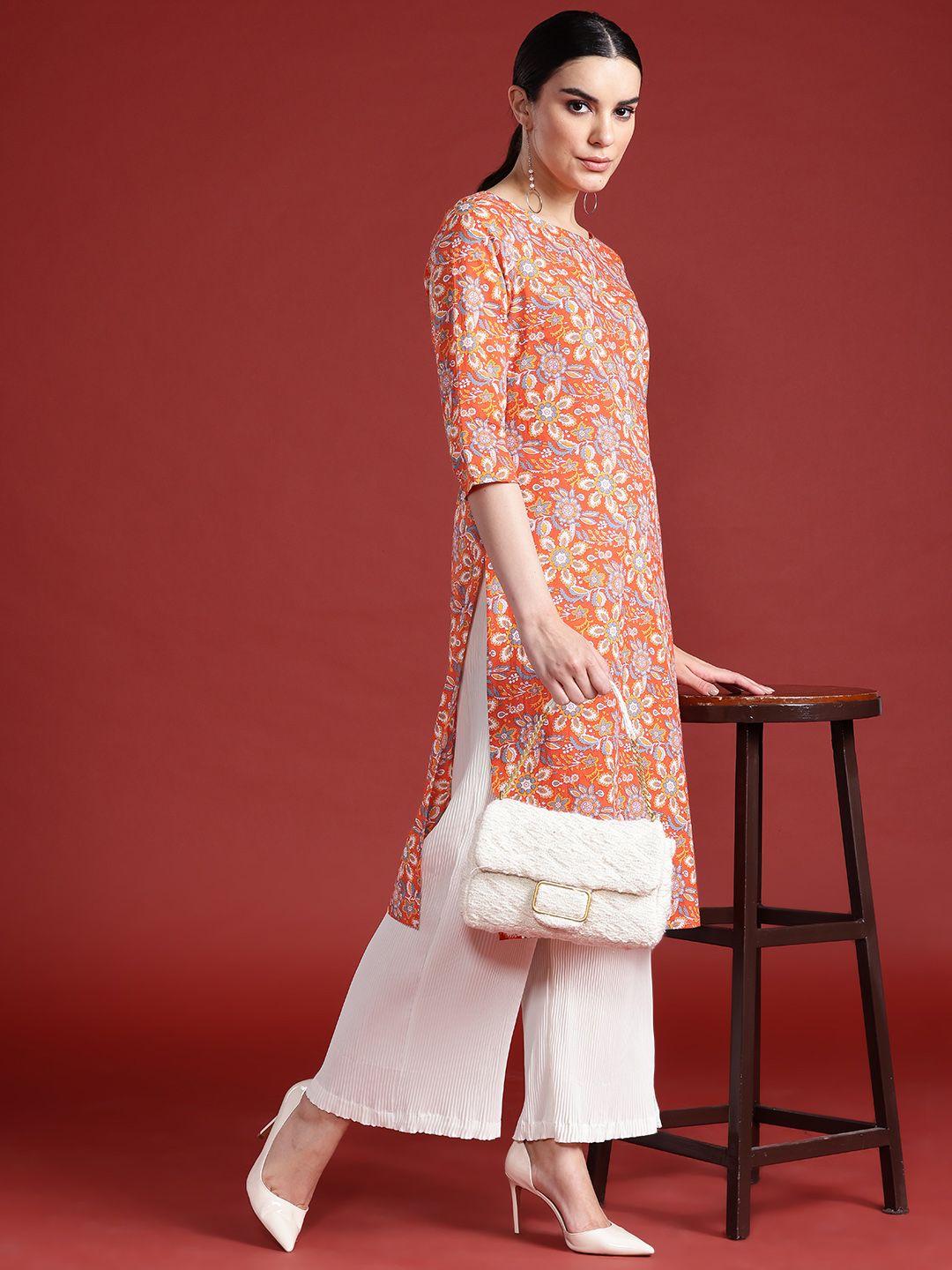 anouk floral print cotton kurta