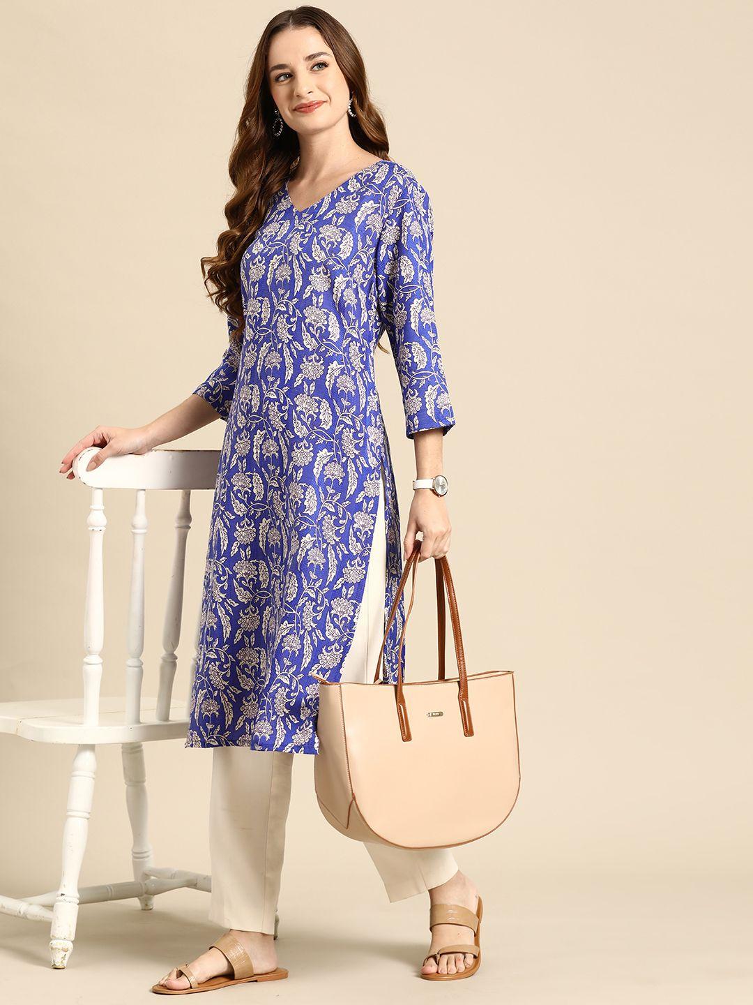 anouk floral print straight kurta