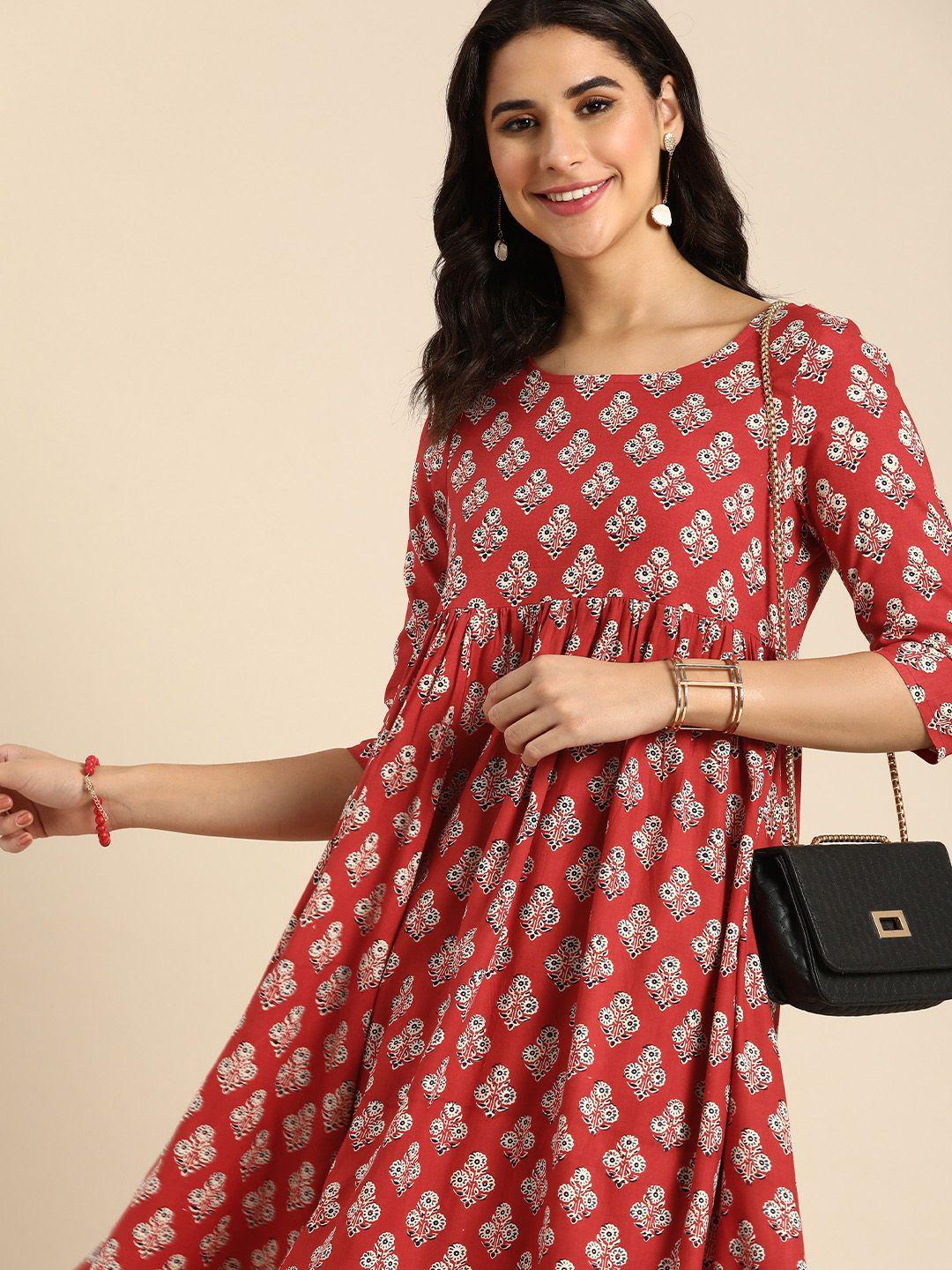 anouk floral printed a-line empire style kurta