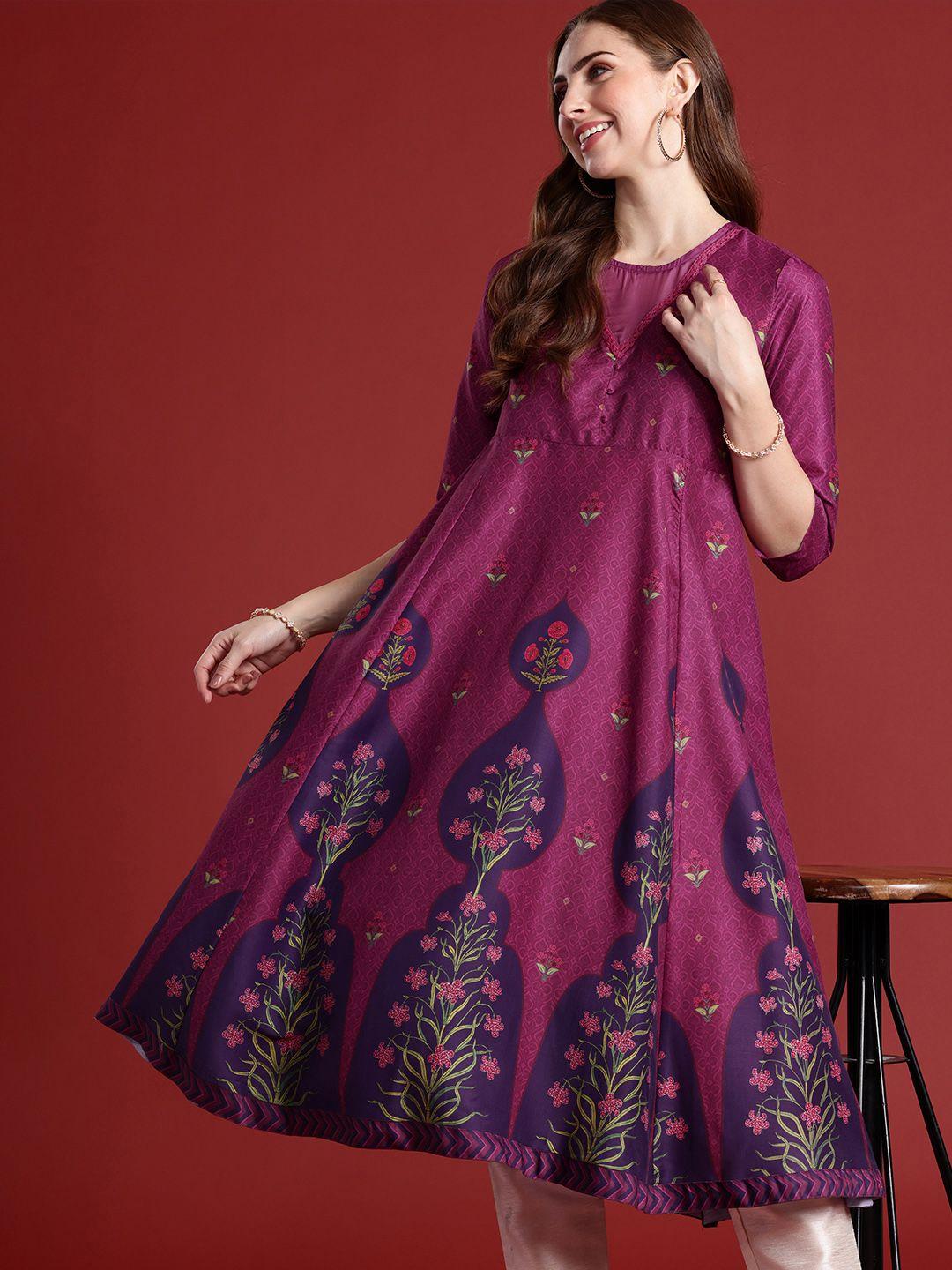 anouk floral printed a-line kurta