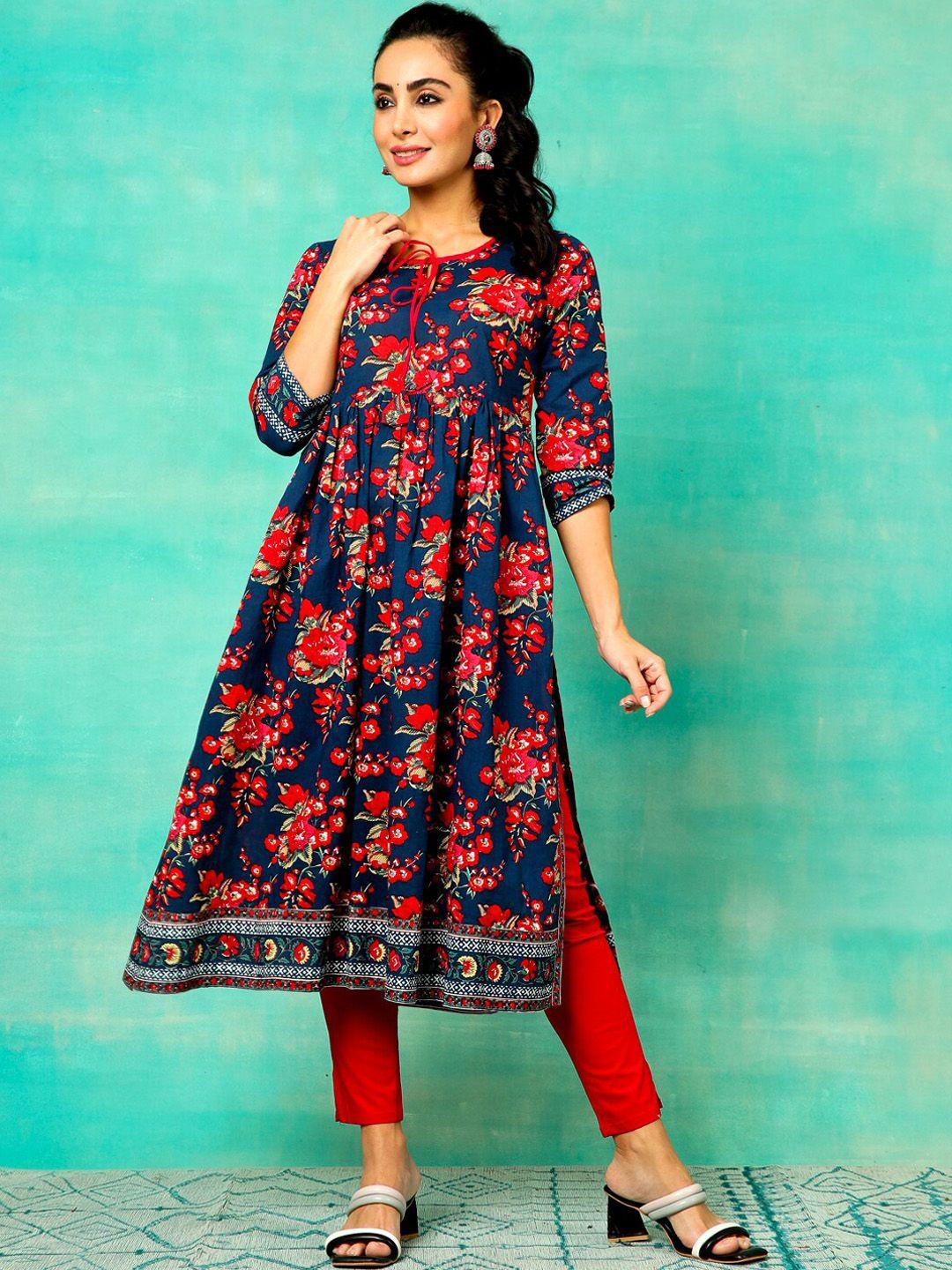 anouk floral printed anarkali kurta