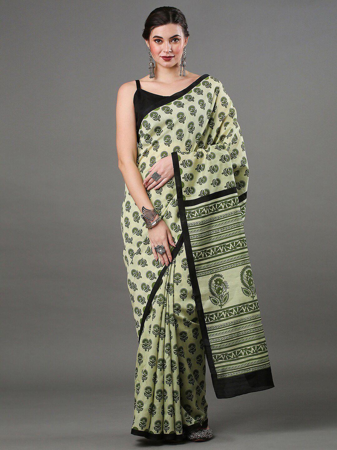 anouk floral printed art silk bhagalpuri saree