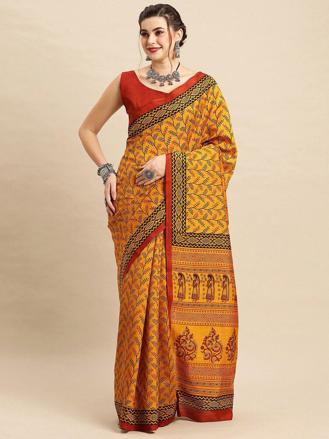 anouk floral printed art silk bhagalpuri saree