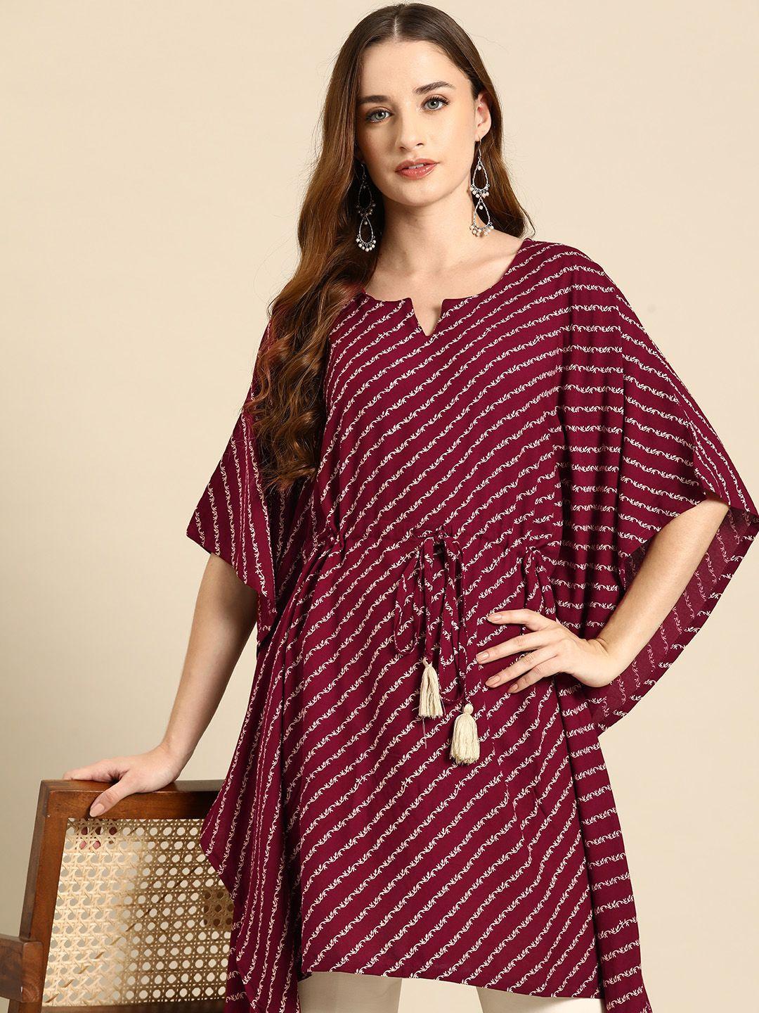 anouk floral printed flared sleeves kaftan kurti