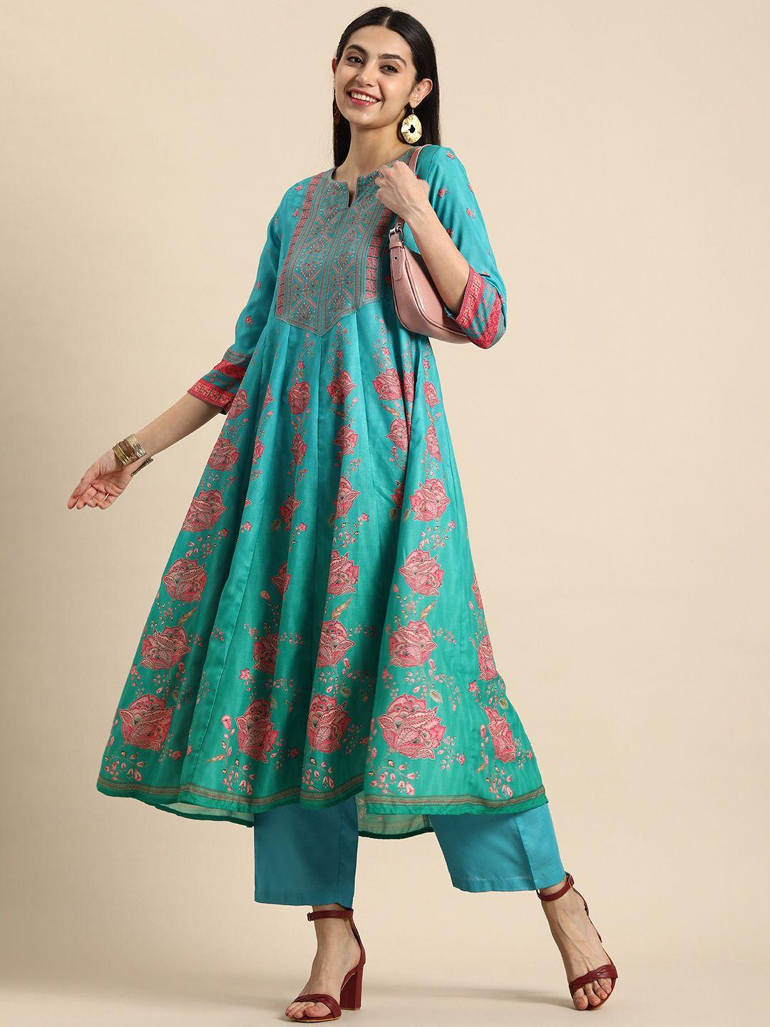 anouk floral printed kurta with palazzos