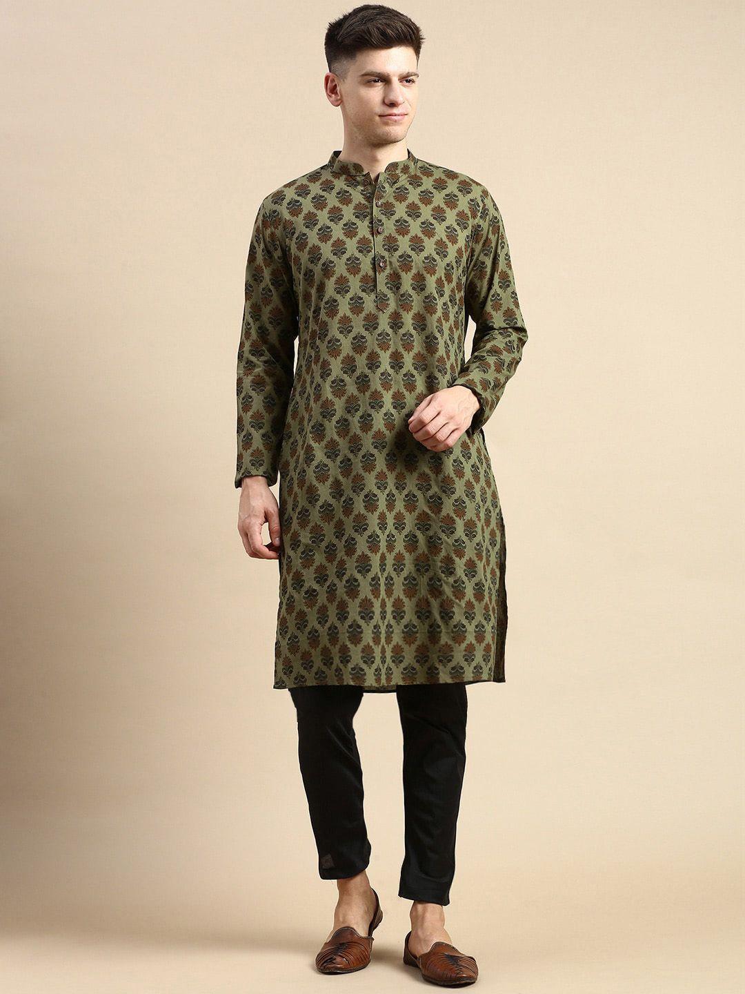 anouk floral printed mandarin collar straight kurta