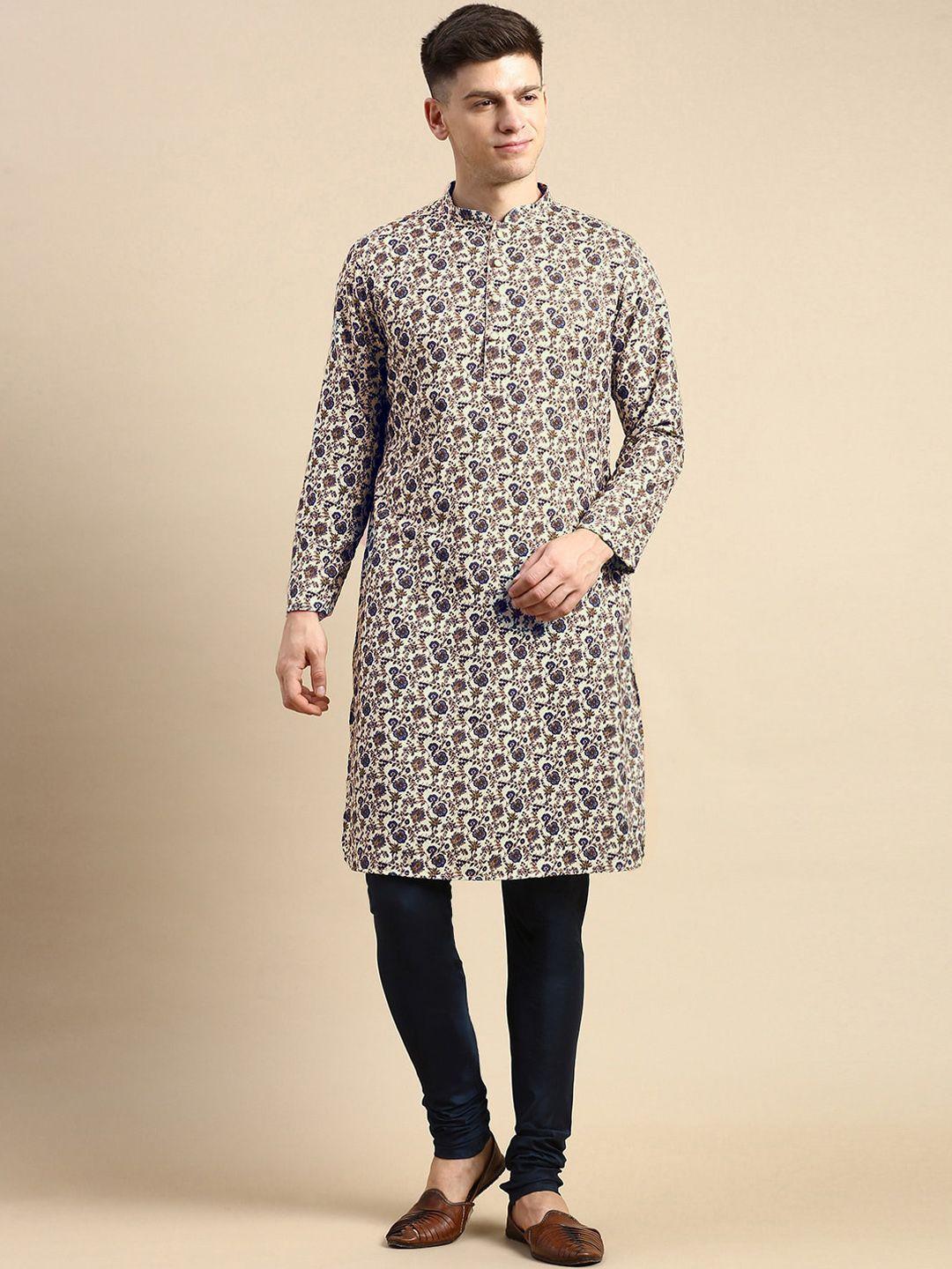 anouk floral printed mandarin collar straight kurta