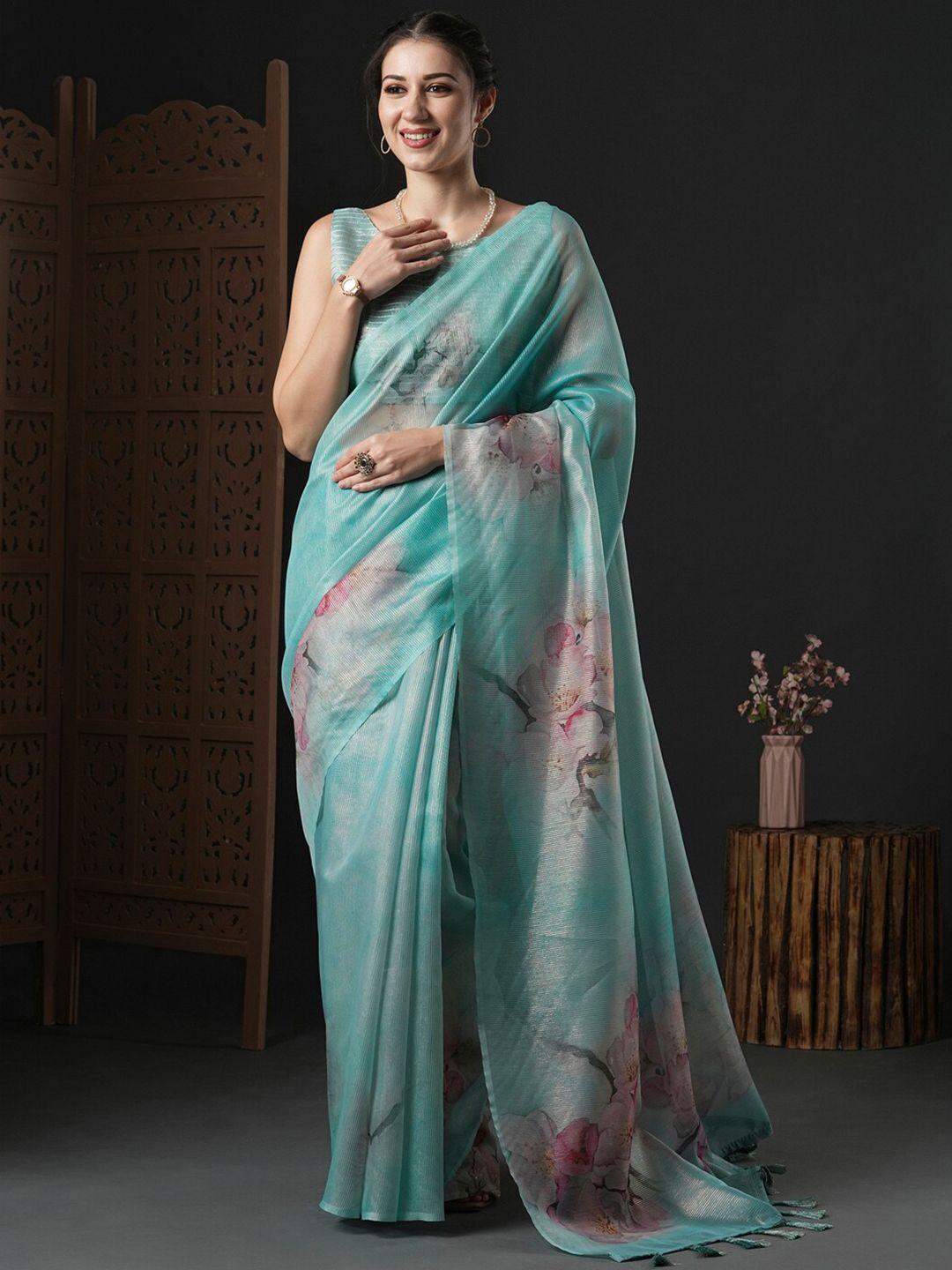 anouk floral printed organza saree