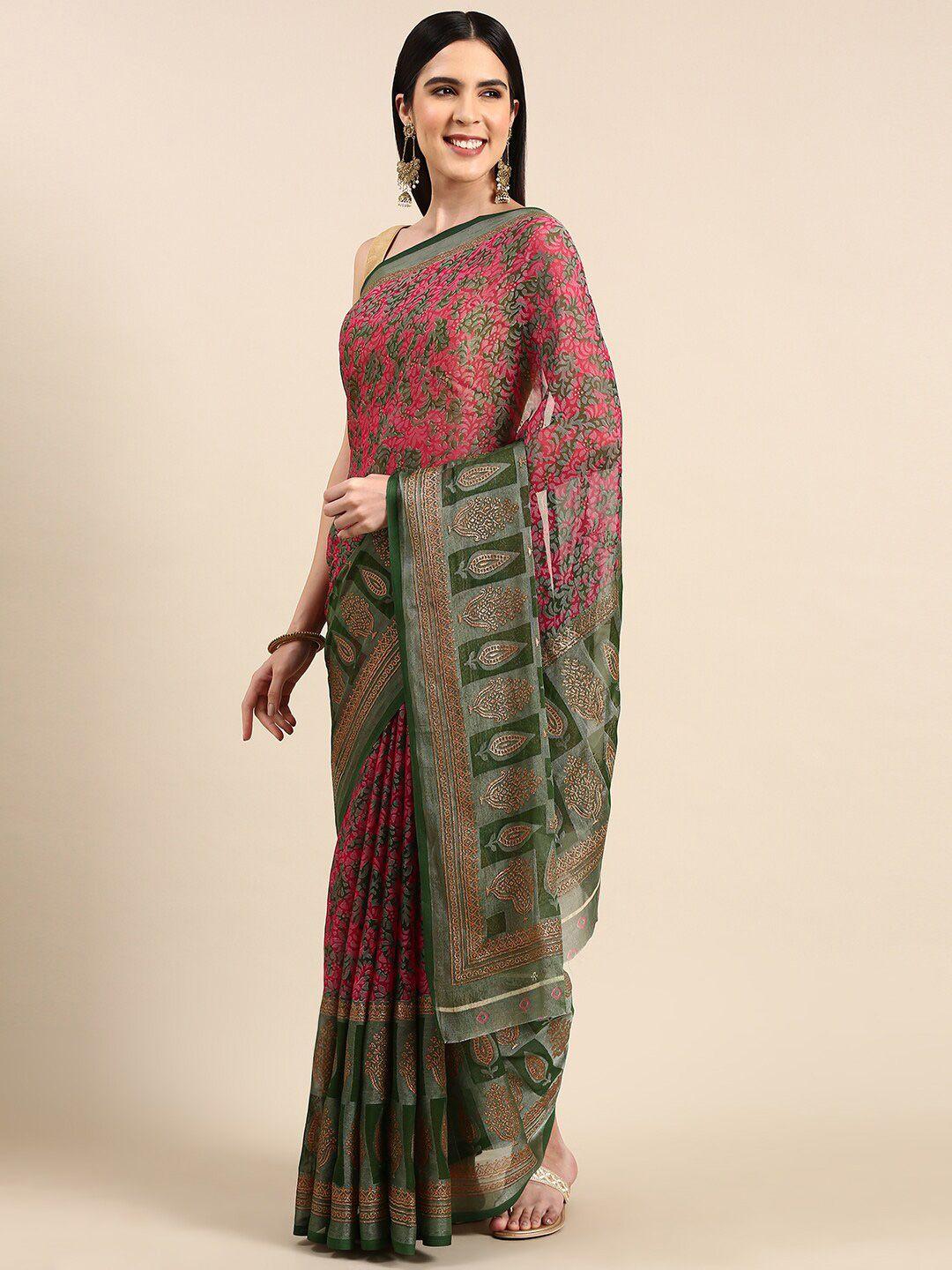 anouk floral printed pure chiffon saree