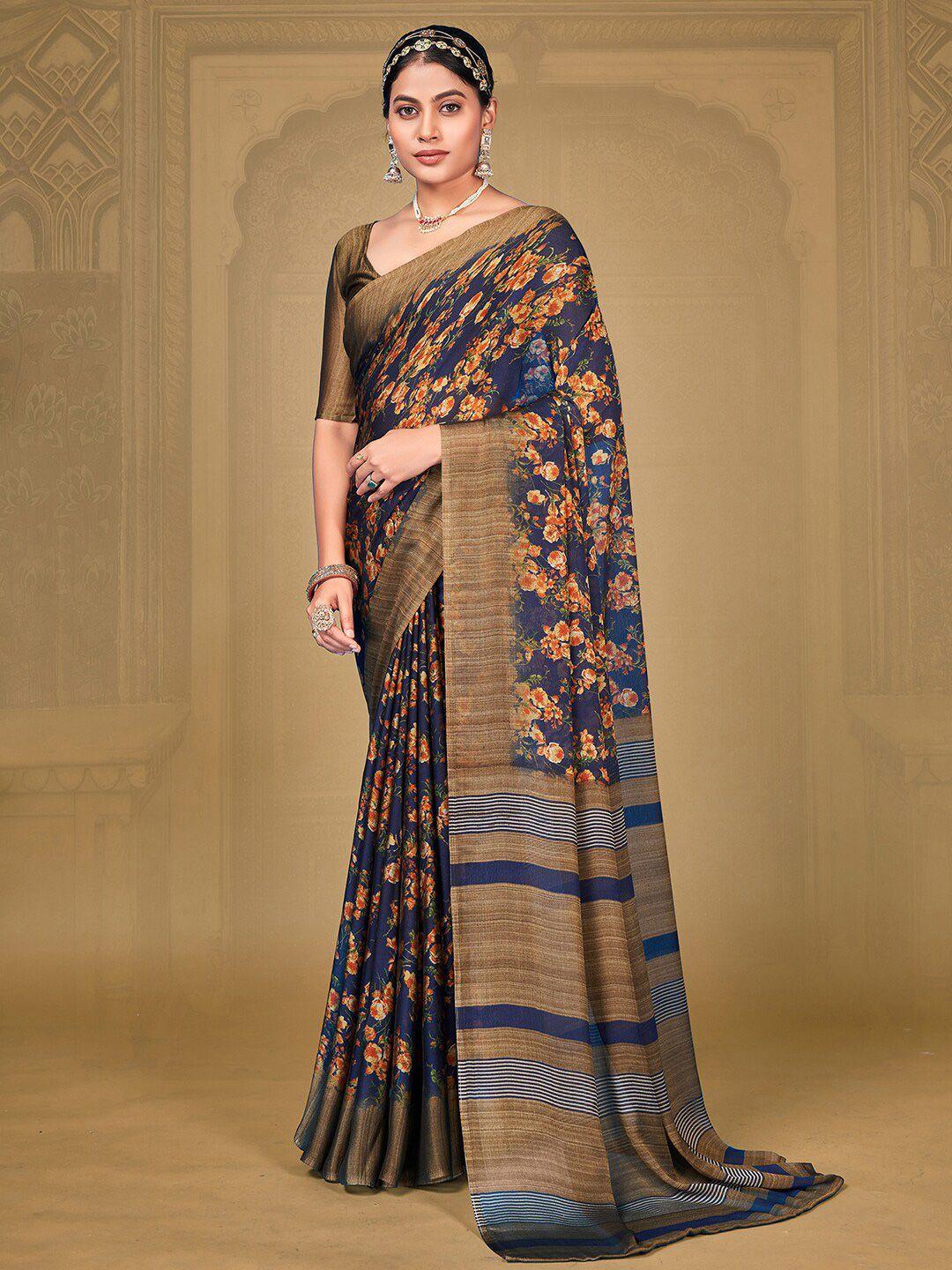 anouk floral printed pure chiffon saree