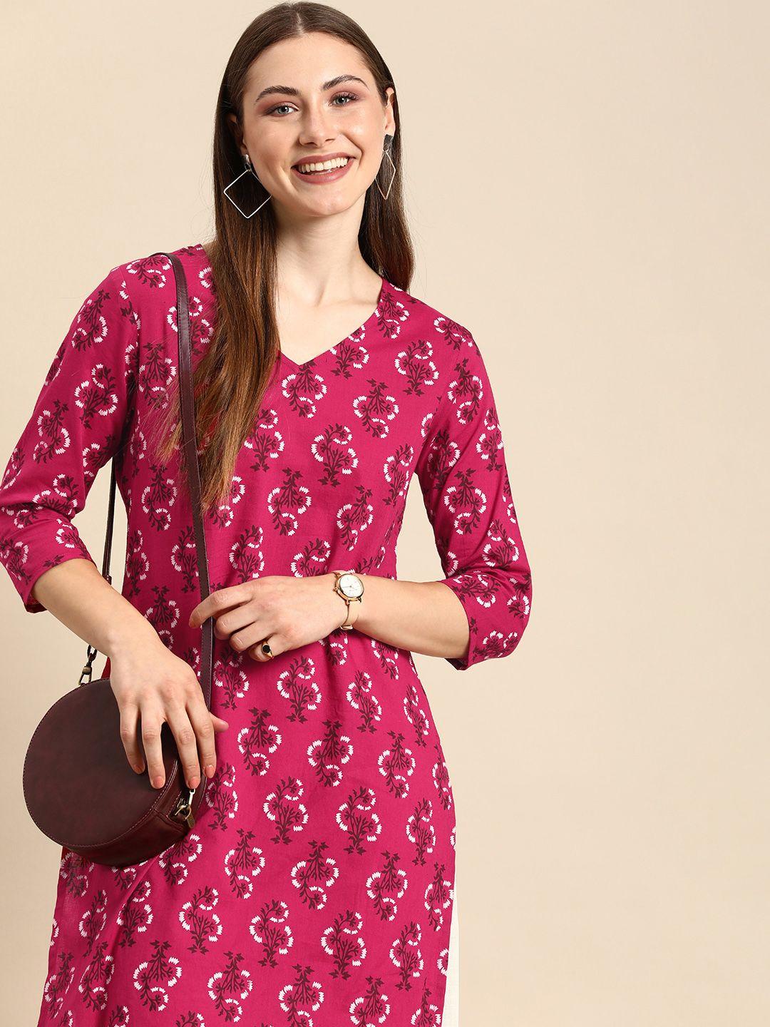 anouk floral printed pure cotton kurta