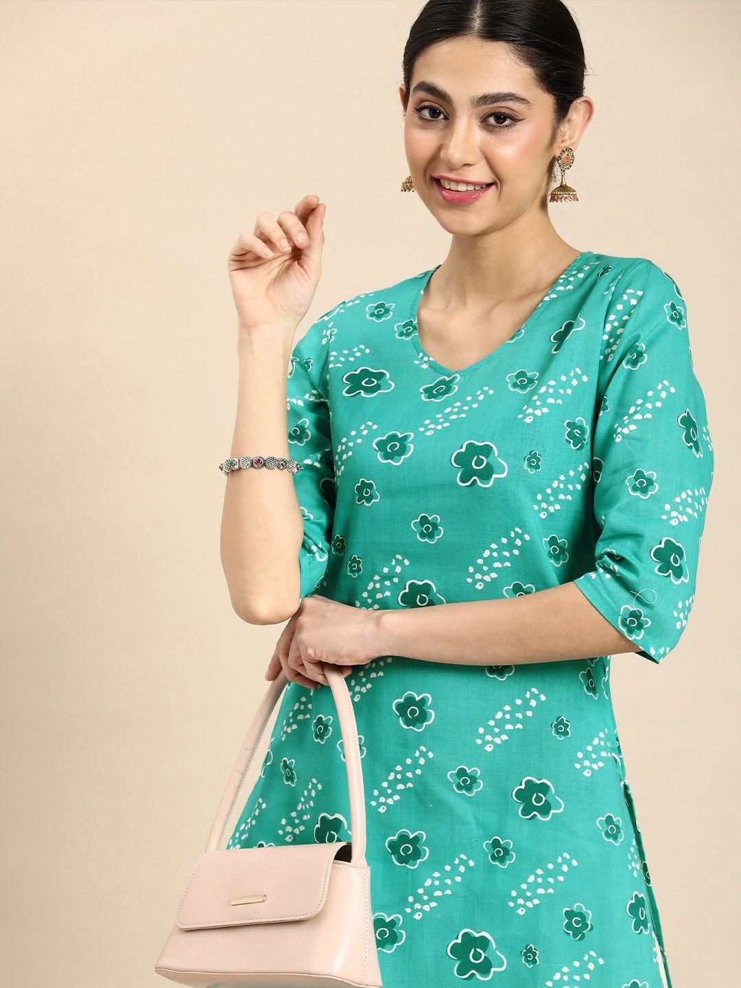 anouk floral printed pure cotton kurta