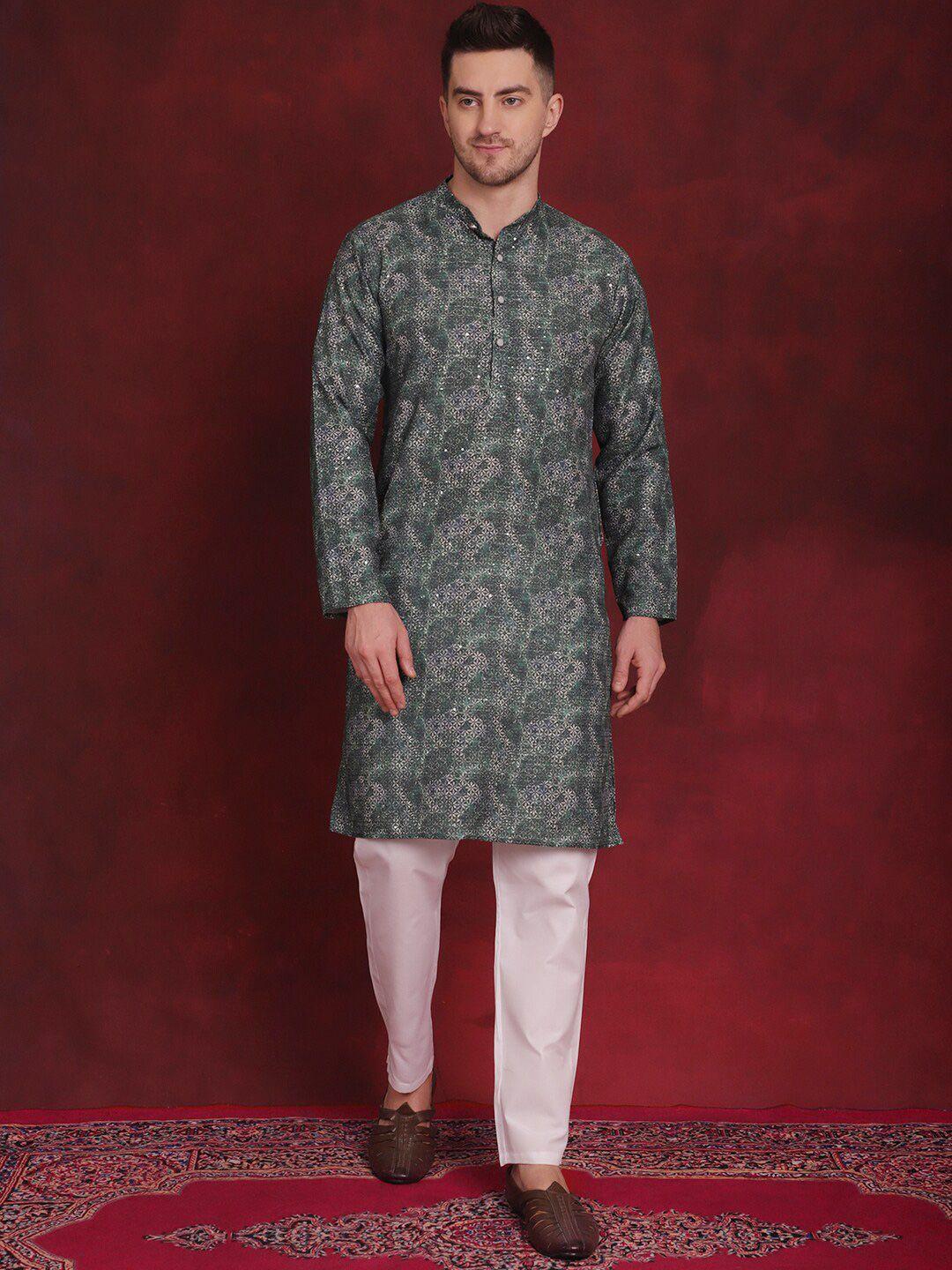 anouk floral printed regular straight kurta with pyjamas