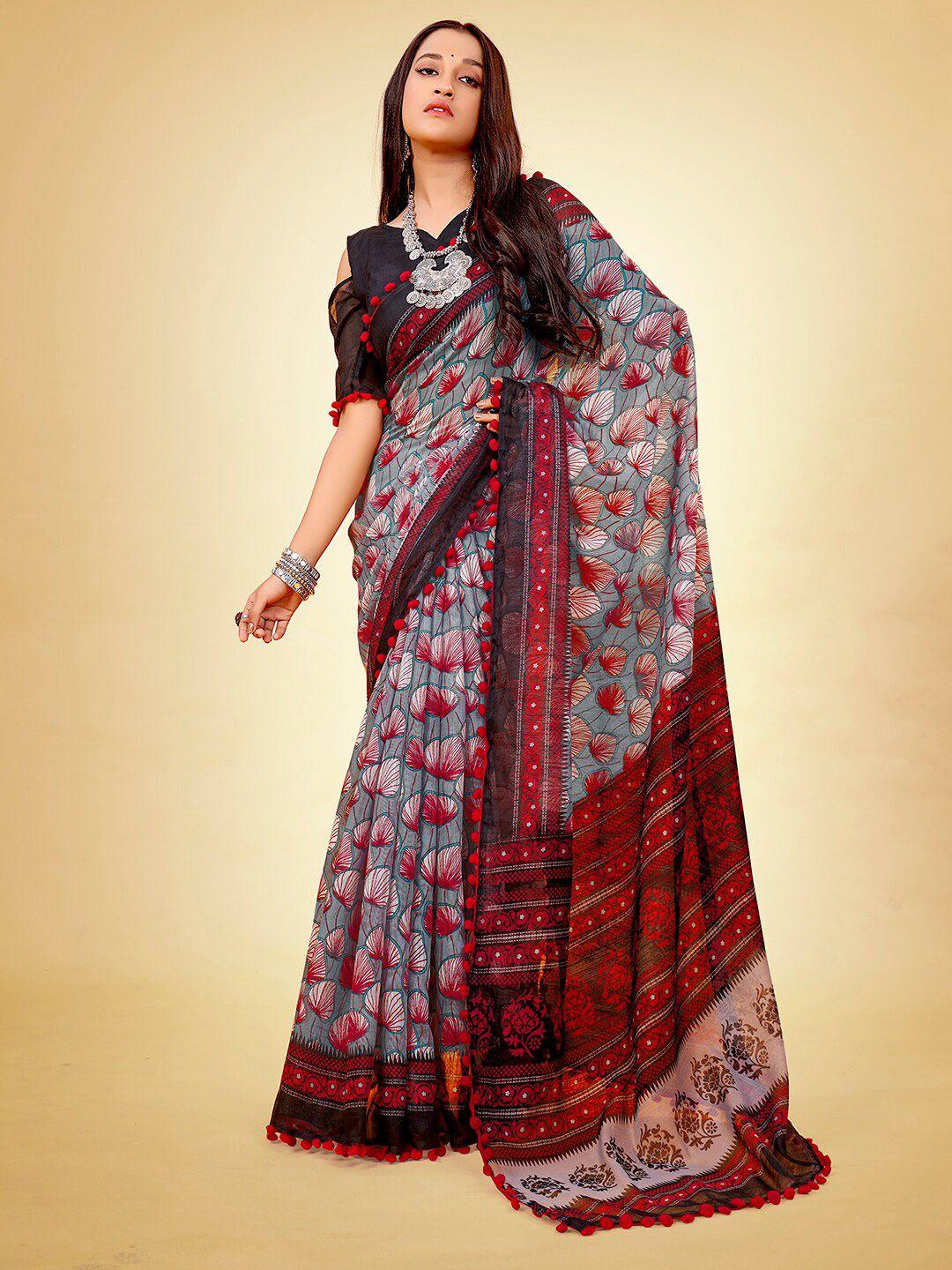 anouk floral printed saree