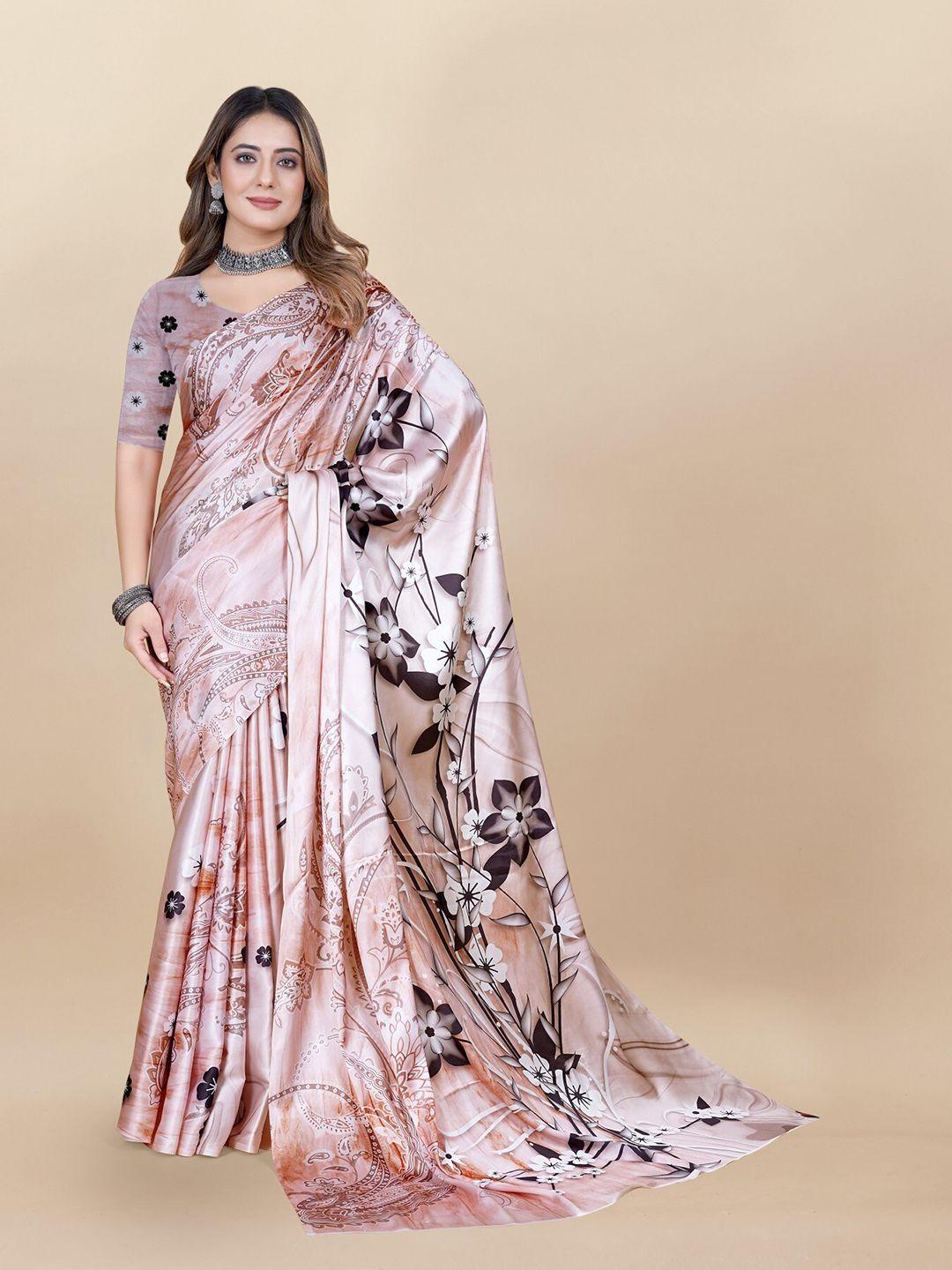 anouk floral printed satin saree