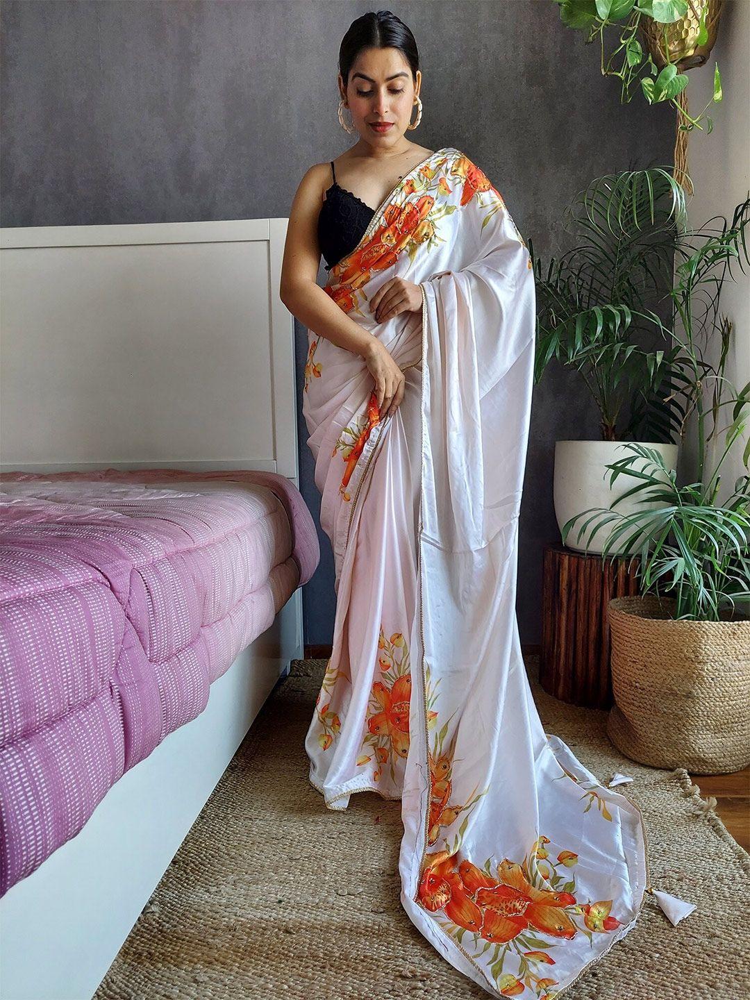 anouk floral printed satin saree