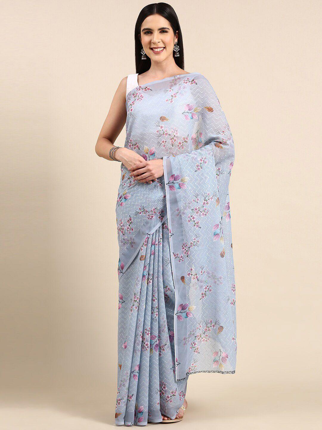 anouk floral printed sequinned pure georgette saree