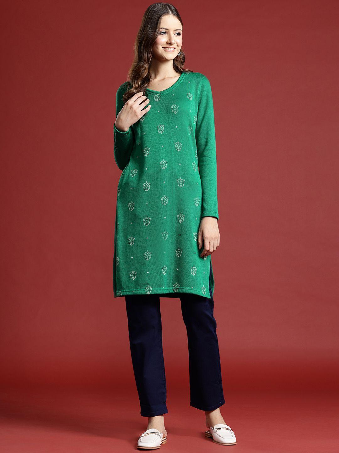 anouk floral printed winter kurta