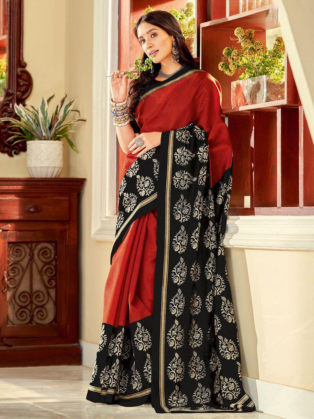 anouk floral printed zari art silk tussar saree