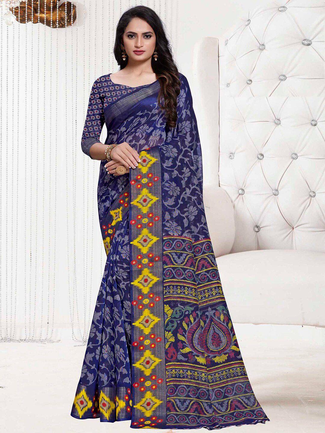 anouk floral printed zari bagh saree