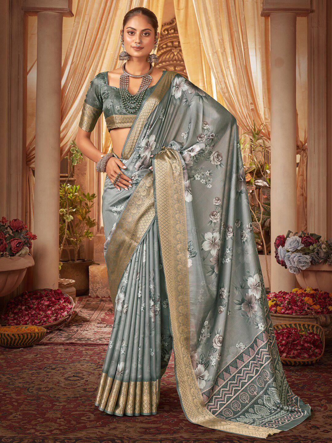 anouk floral printed zari detail saree