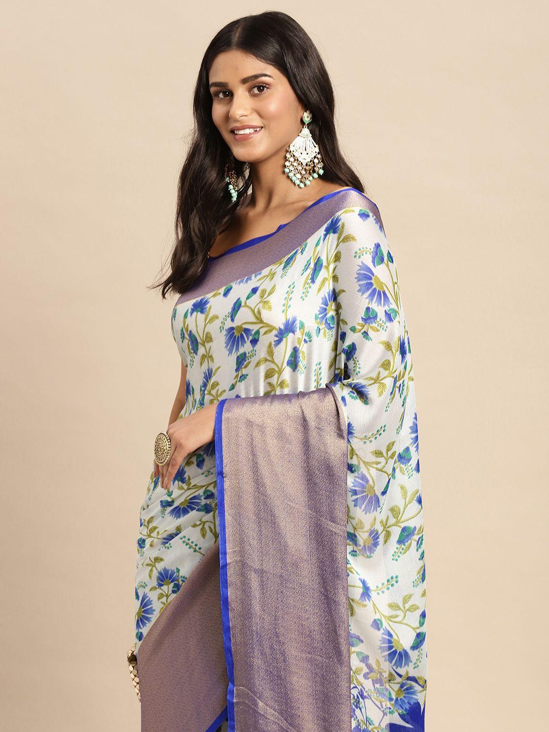 anouk floral pure chiffon saree