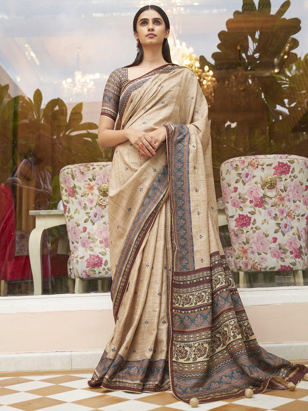 anouk floral silk blend saree