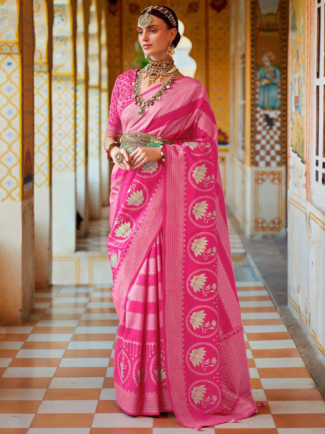 anouk floral woven design zari banarasi saree