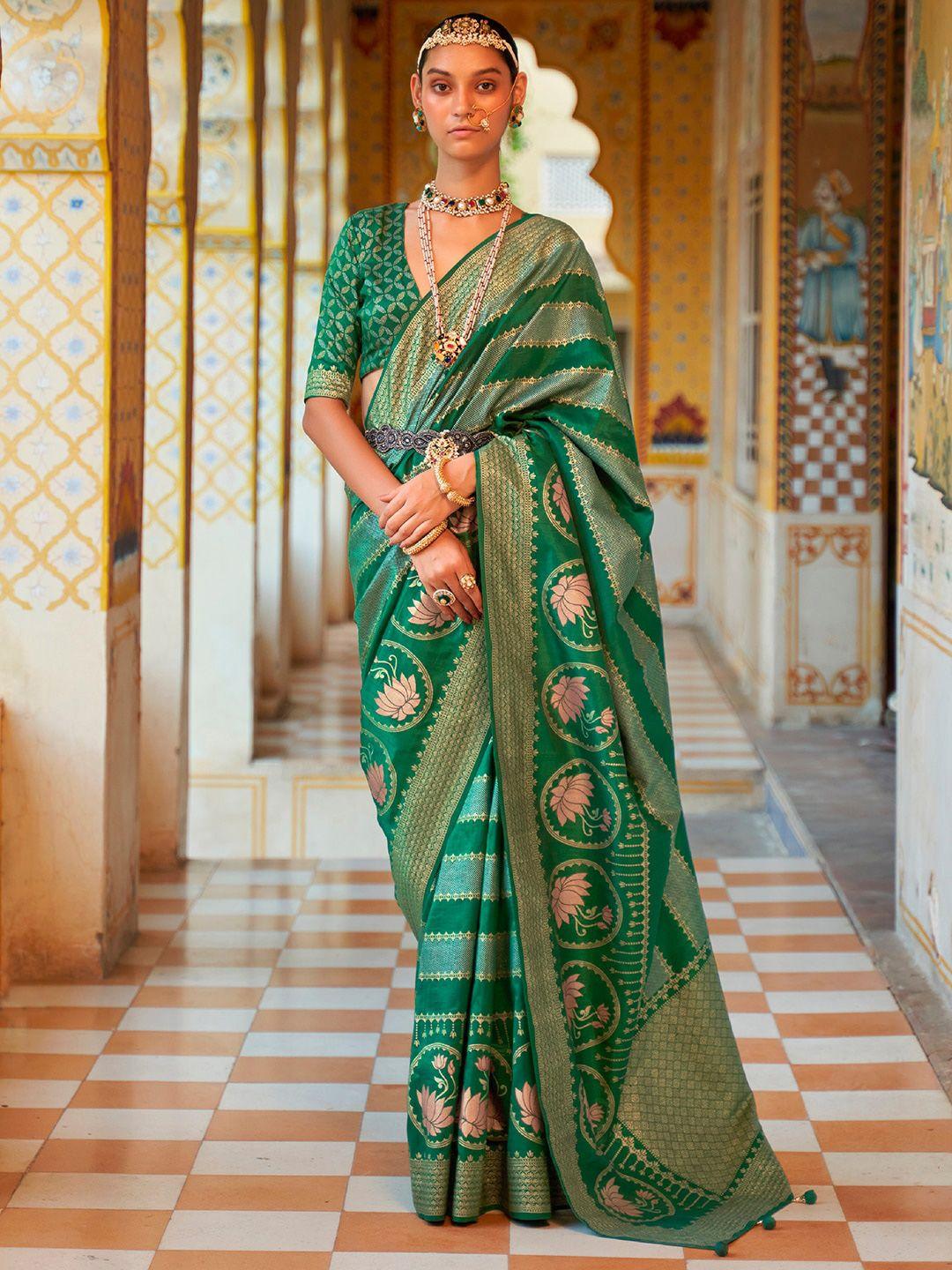 anouk floral woven design zari banarasi saree