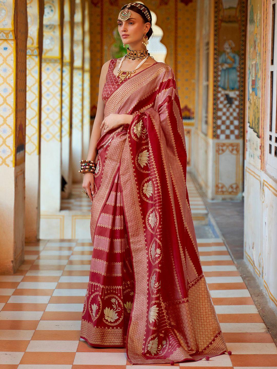 anouk floral woven design zari banarasi saree