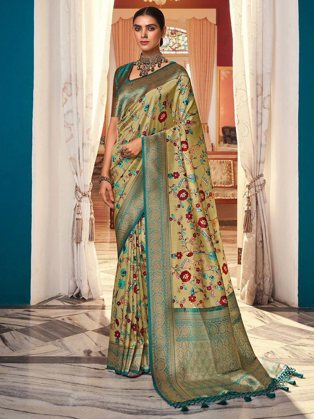 anouk floral woven design zari satin banarasi saree