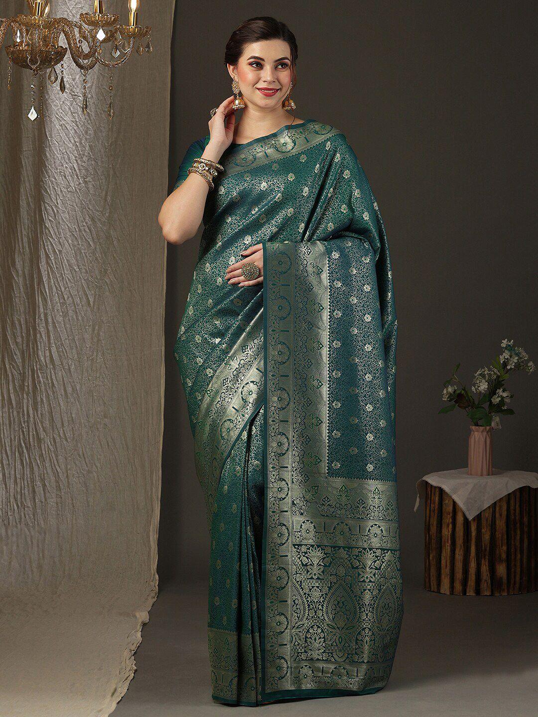 anouk floral woven design zari silk blend kanjeevaram saree