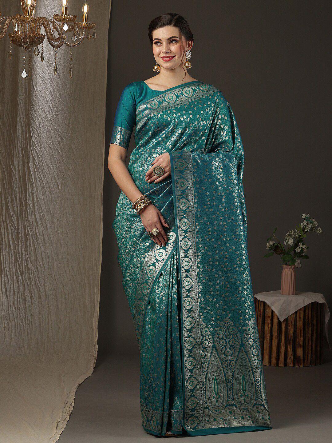 anouk floral woven design zari silk blend kanjeevaram saree