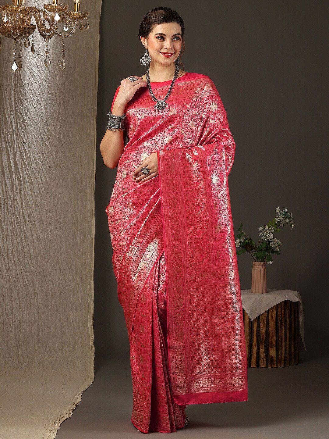 anouk floral woven design zari silk blend kanjeevaram saree