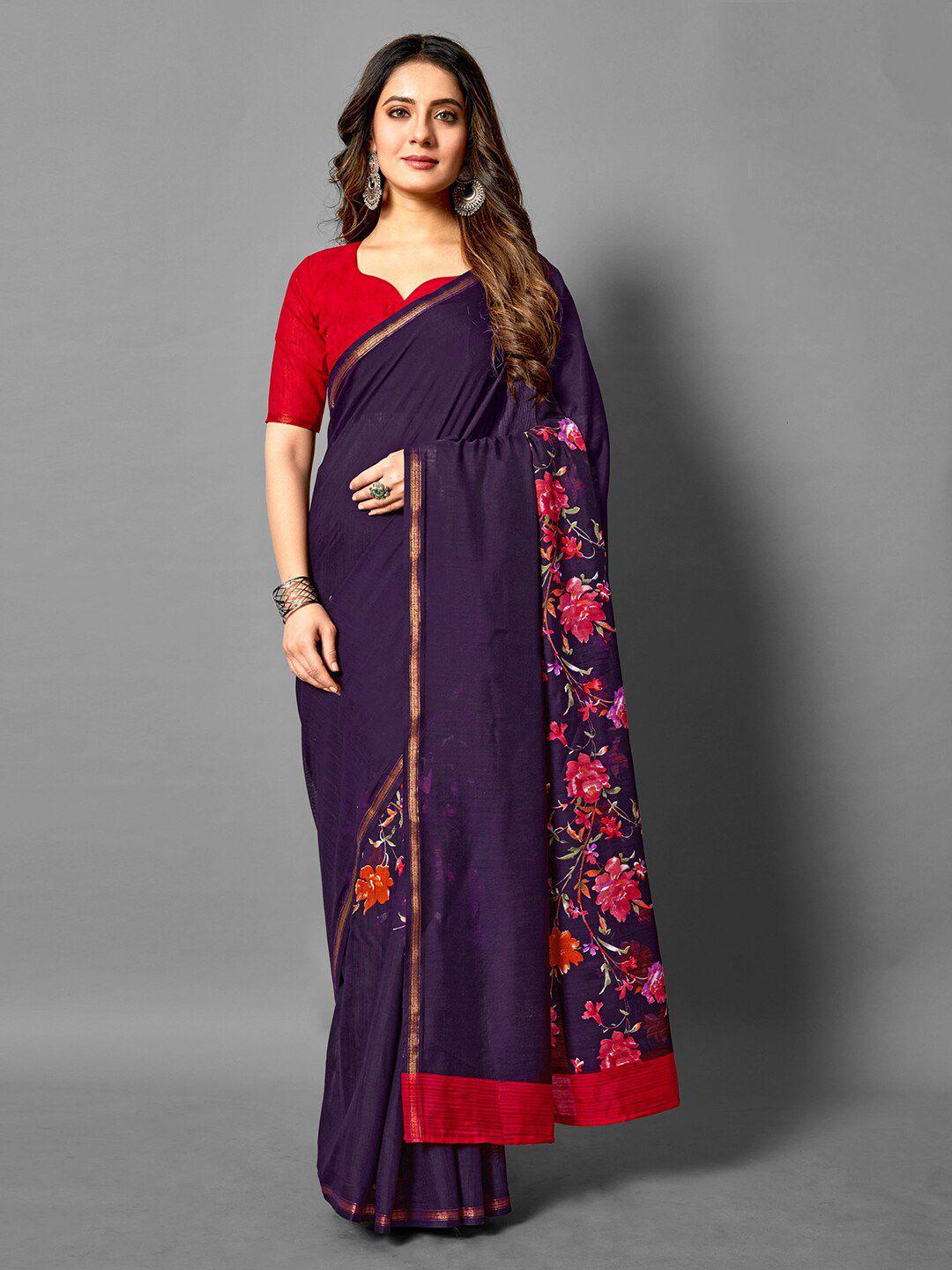 anouk floral zari linen blend bagh saree