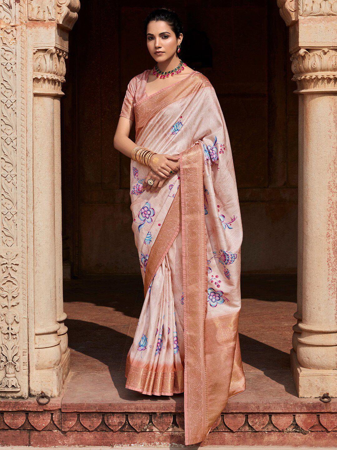 anouk floral zari silk blend designer banarasi saree