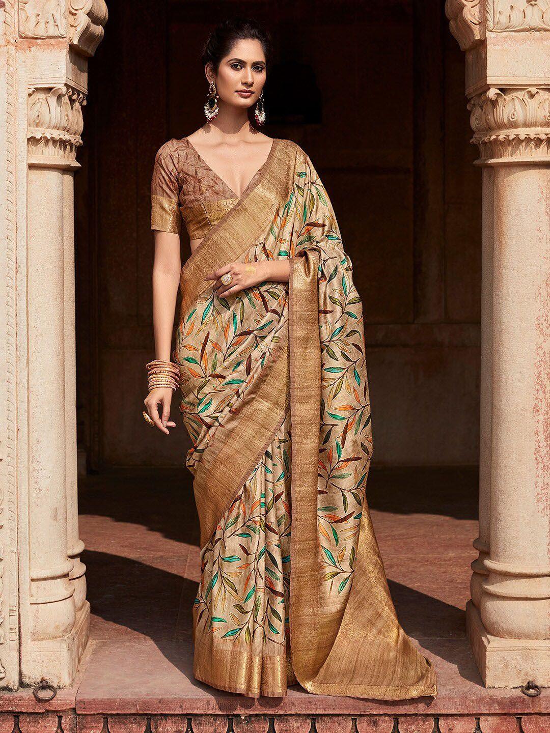 anouk floral zari silk blend designer banarasi saree