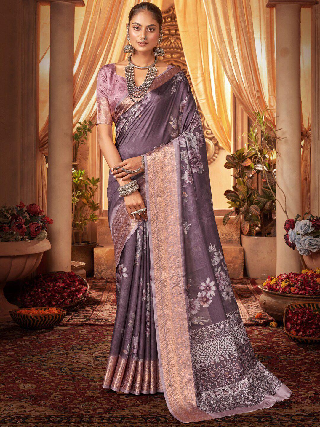 anouk floral zari silk blend designer sungudi saree
